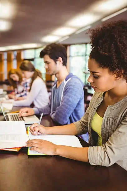 a group of students studying